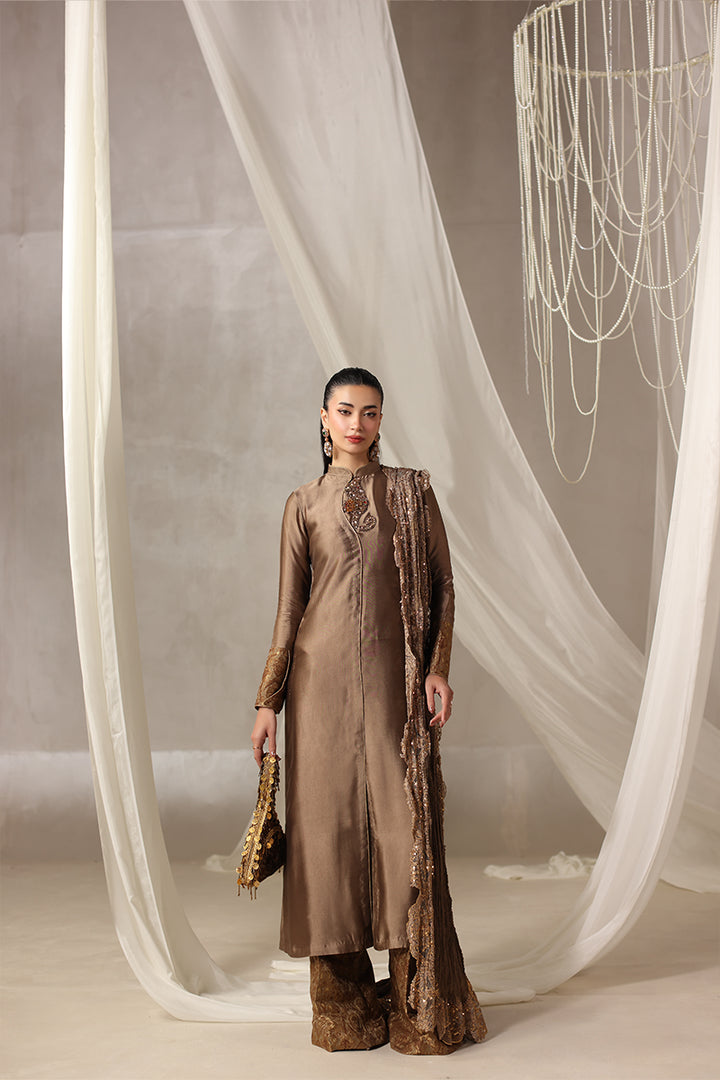 Musferah Saad - Brûlée Tissue Silk Suit For Women - 3 piece - Studio by TCS