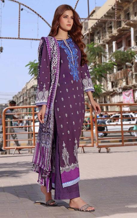 Oaks - Wineberry 3 Piece Lawn Embroidered - Unstitched - Studio by TCS