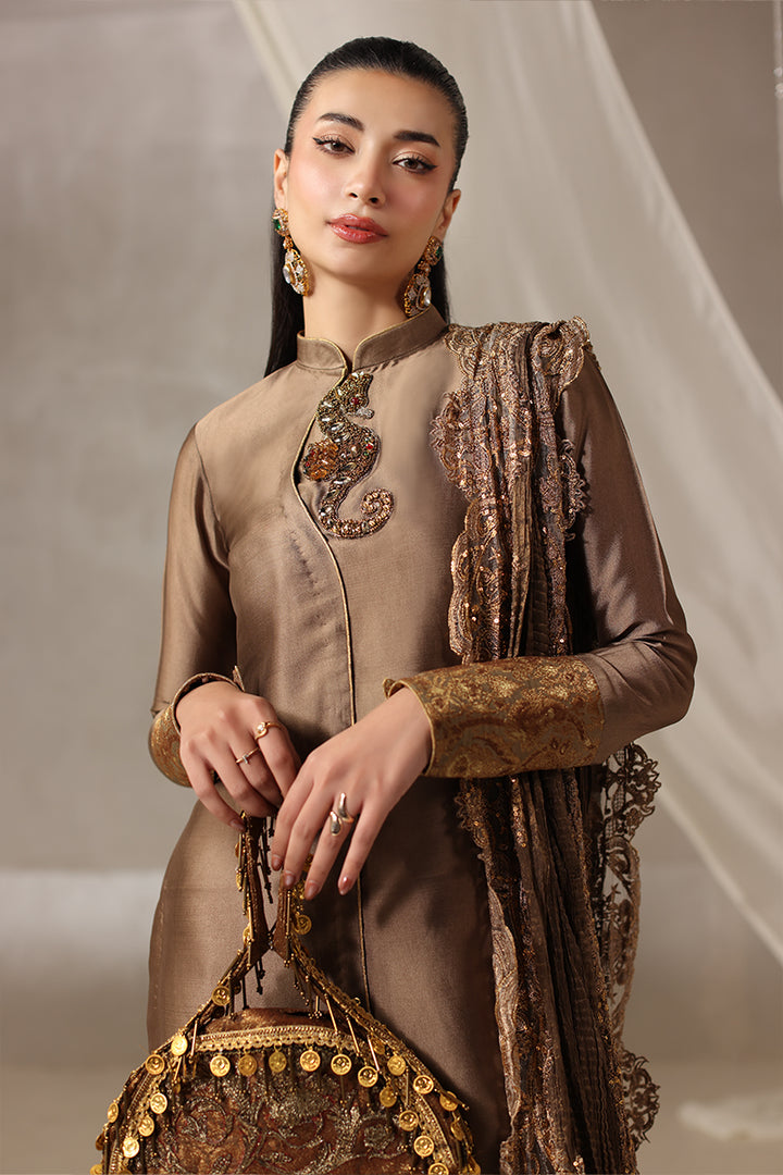 Musferah Saad - Brûlée Tissue Silk Suit For Women - 3 piece - Studio by TCS