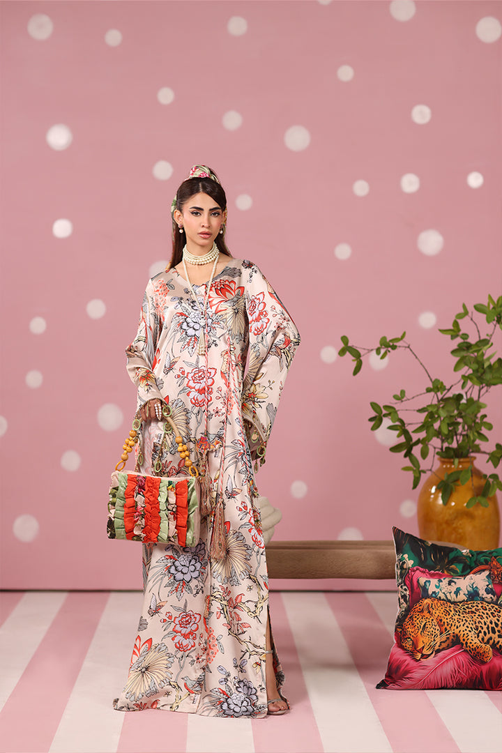 Musferah Saad - Imperial Blossom Printed Silk Kaftaan For Women - 2 piece - Studio by TCS