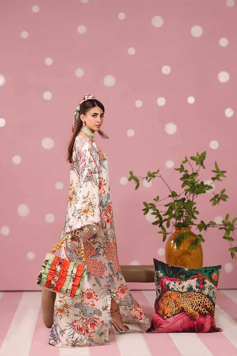 Musferah Saad - Imperial Blossom Printed Silk Kaftaan For Women - 2 piece - Studio by TCS