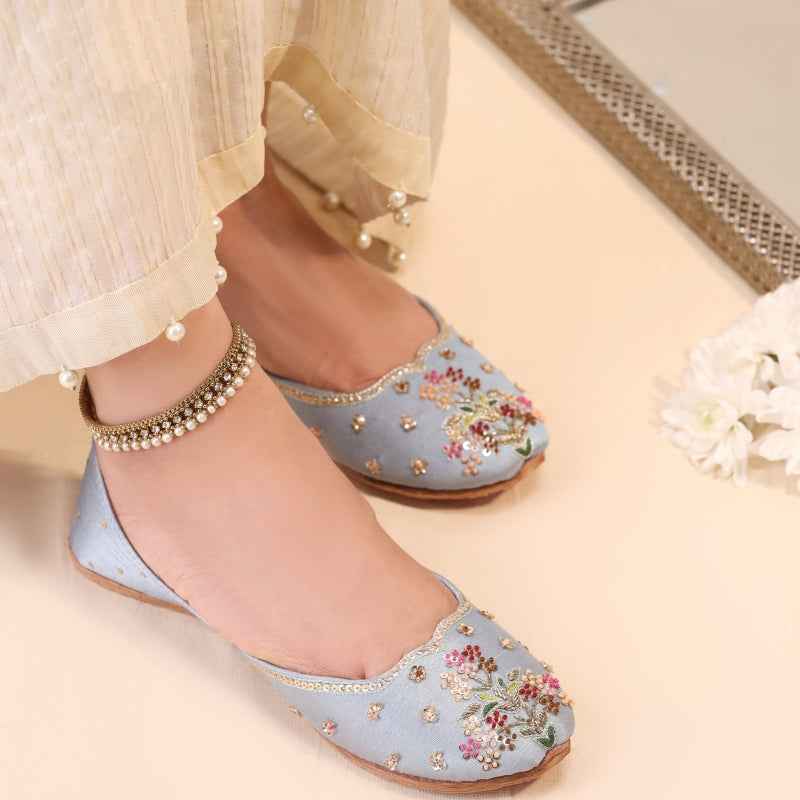 JootiShooti - Ombre Oasis Powder Blue Khussa For Women