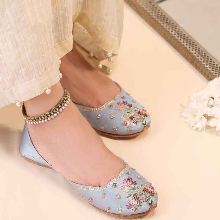 JootiShooti - Ombre Oasis Powder Blue Khussa For Women