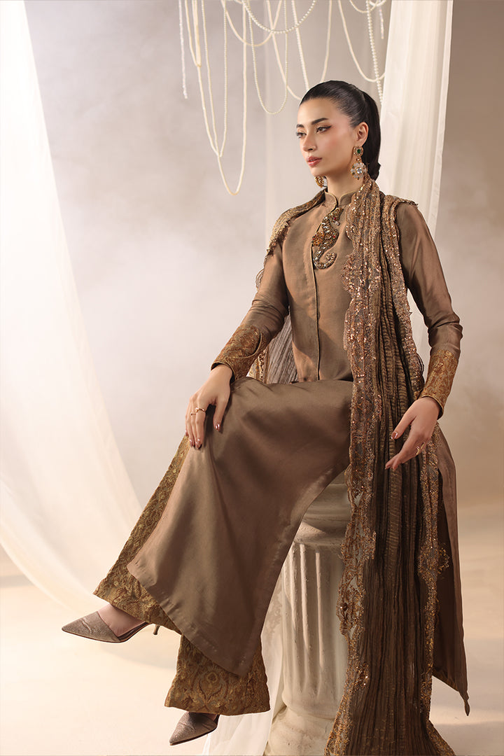 Musferah Saad - Brûlée Tissue Silk Suit For Women - 3 piece - Studio by TCS