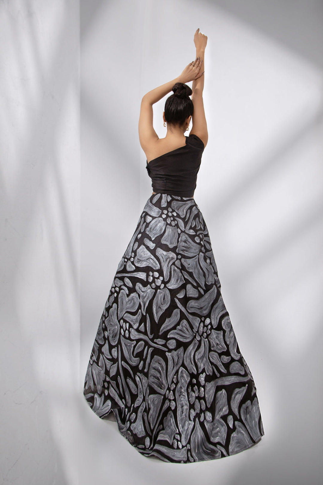 Syah - Hand Painted Skirt With Top - Black - Row Silk - 2 Piece