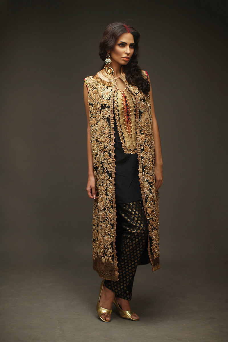 Shamaeel Ansari Noor-e-Zar Jacket Black 3 Piece