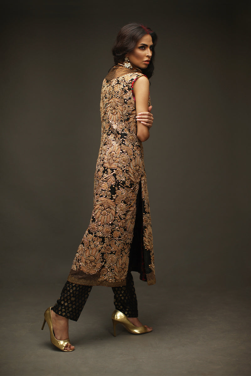 Shamaeel Ansari Noor-e-Zar Jacket Black 3 Piece