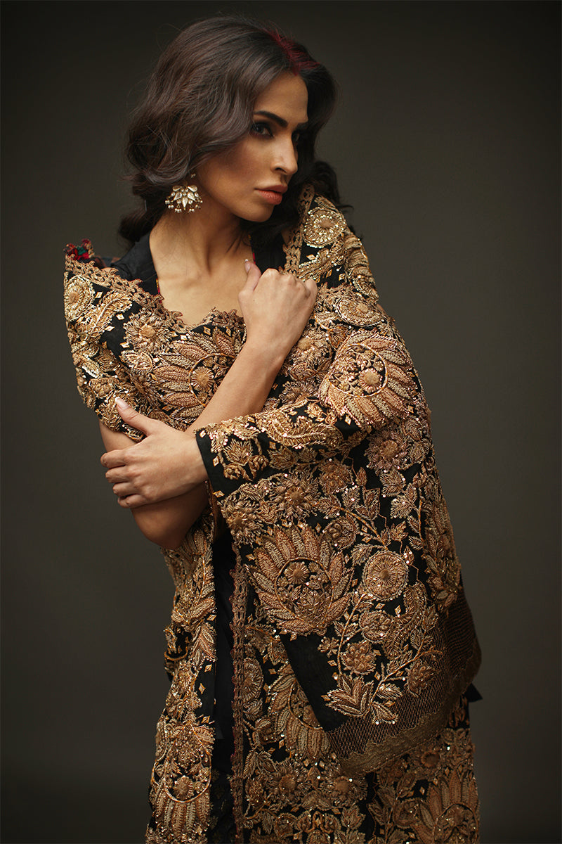 Shamaeel Ansari Noor-e-Zar Jacket Black 3 Piece