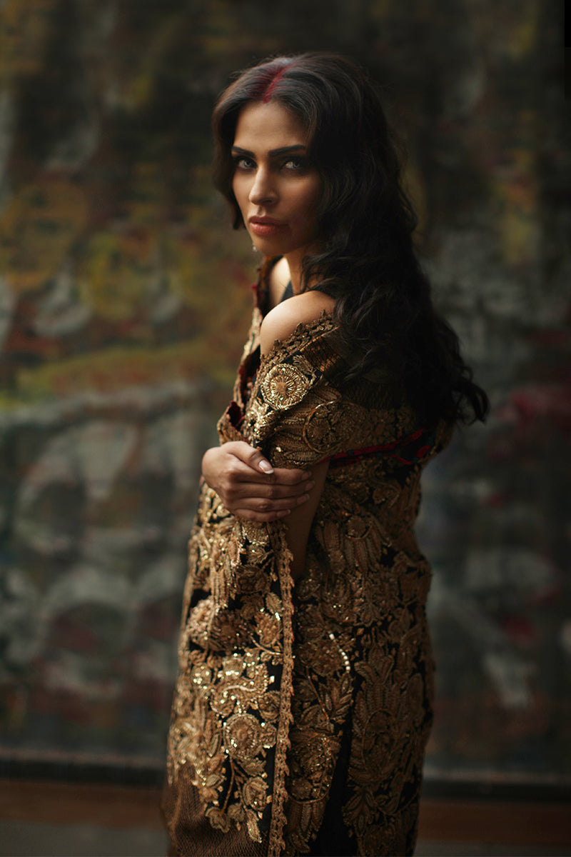 Shamaeel Ansari Noor-e-Zar Jacket Black 3 Piece