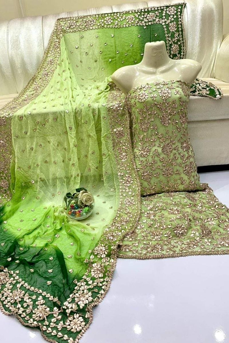 Designs By Amina - Handwork Antique gota work - pure chiffon - 2 Piece - Unstitch - 05