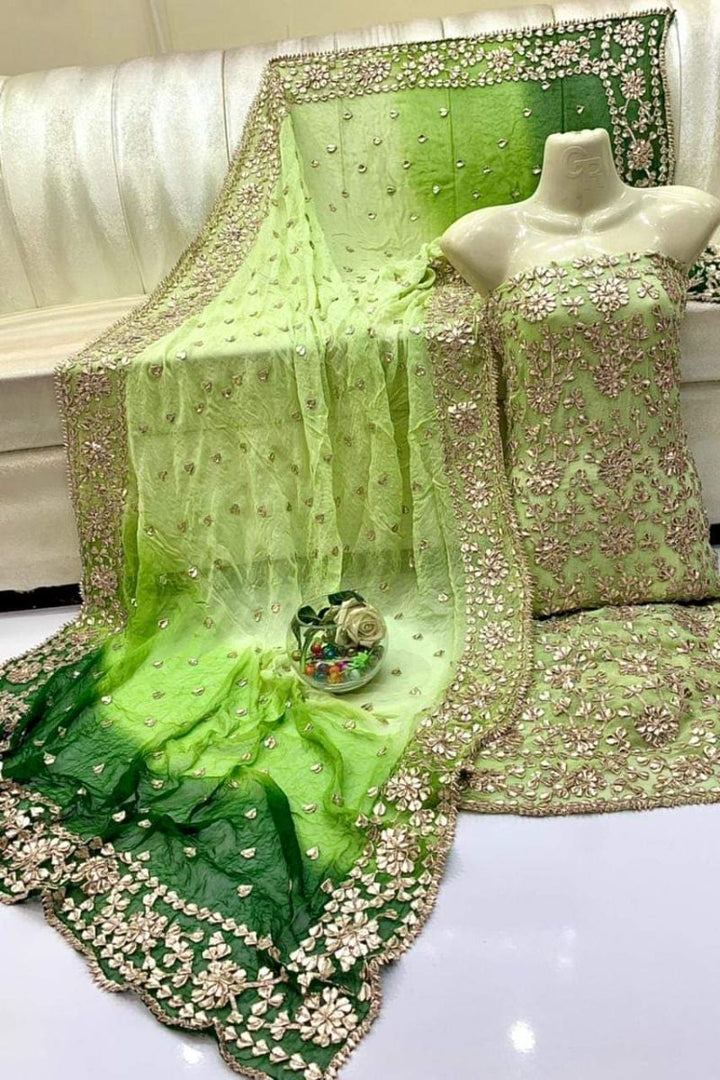 Designs By Amina - Handwork Antique gota work - pure chiffon - 2 Piece - Unstitch - 05