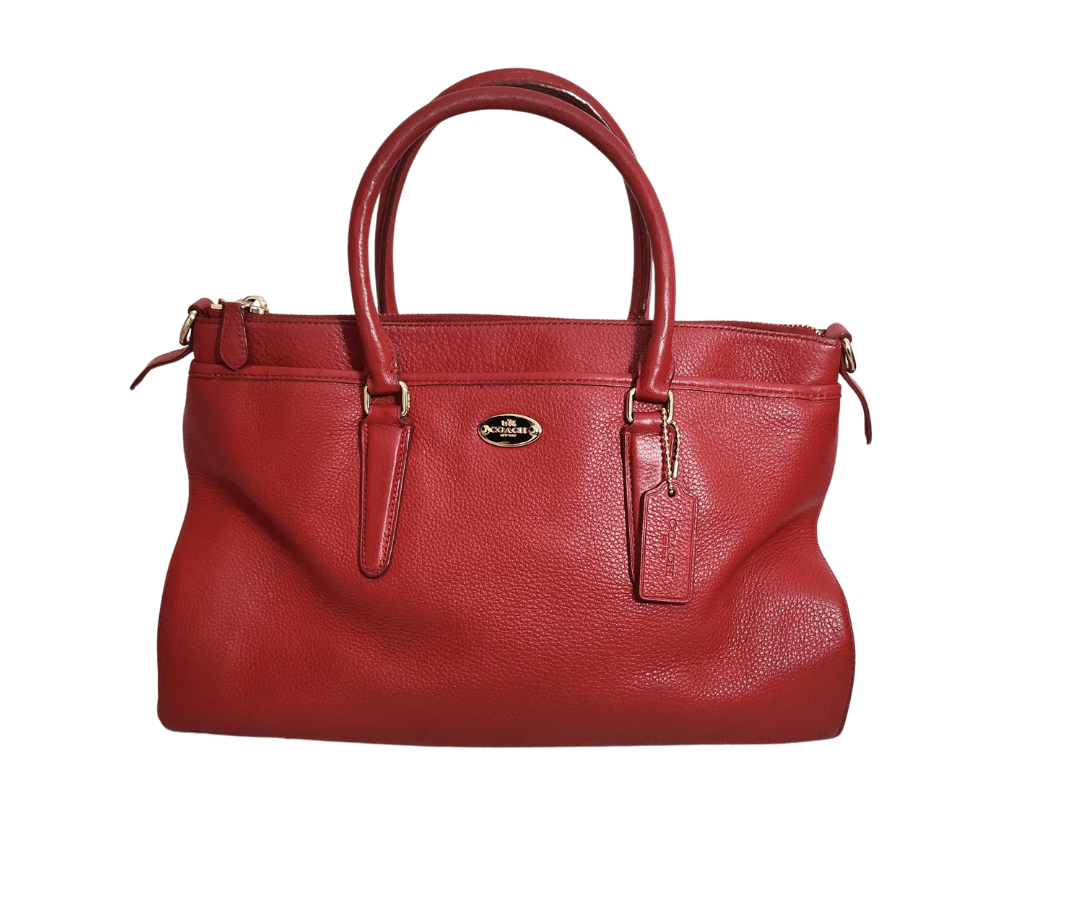 Pre Loved Treasures Coach Red Pebbled Leather Tote Studio by TCS