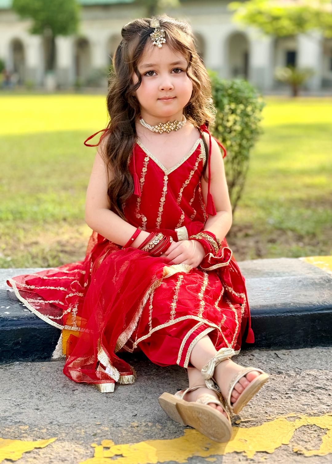 Modest - Net Embroidered Suit For Girl -  3 Piece