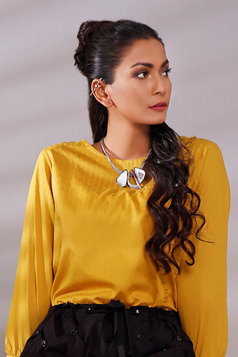 Oaks - Mustard Jacquard Top - 1 Piece - Studio by TCS