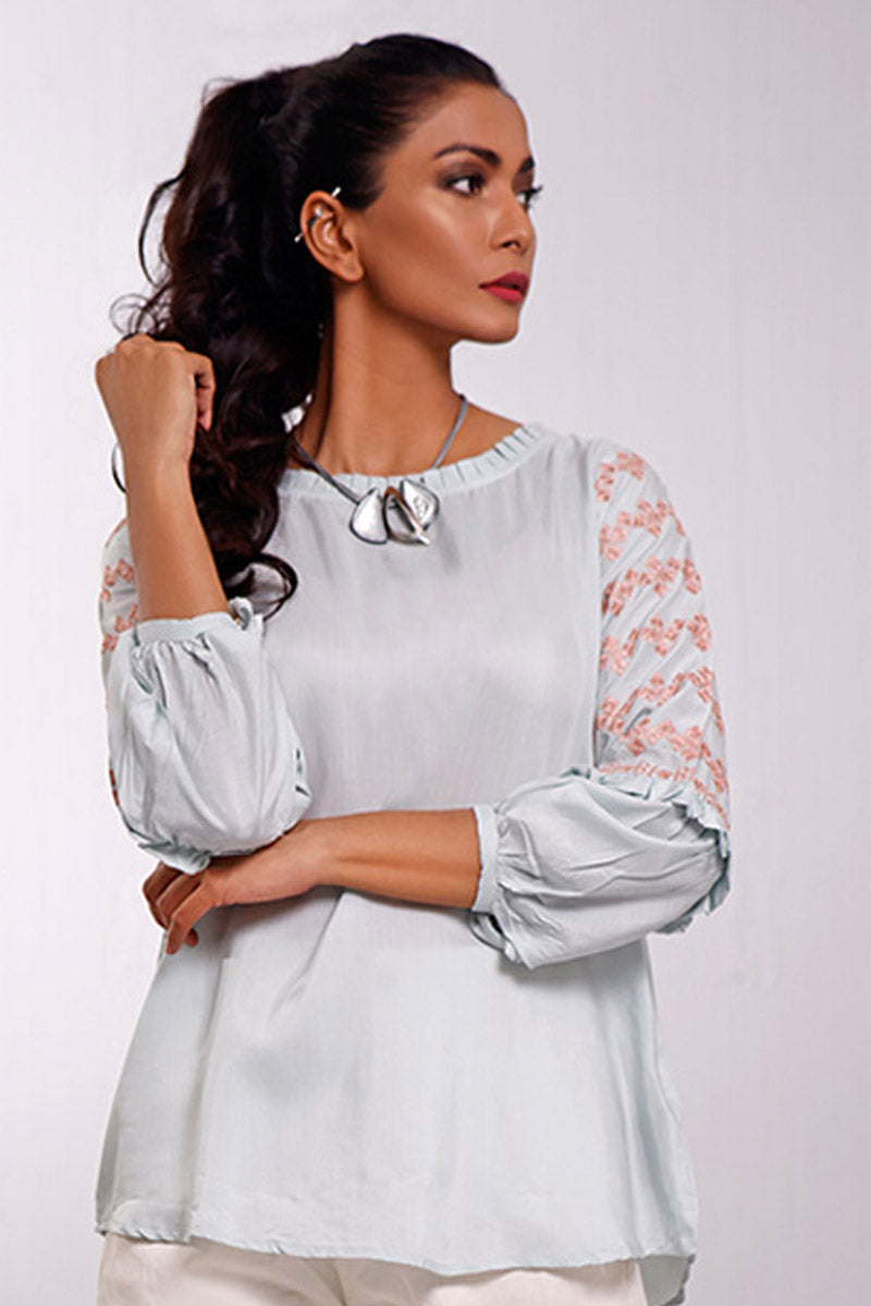 Oaks - Sky Blue Viscose Top - 1 Piece - Studio by TCS