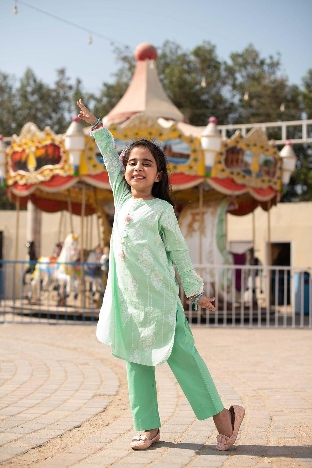 Oaks - Sea Green Screen Print Dyed Kurti - 1 Piece - Studio by TCS