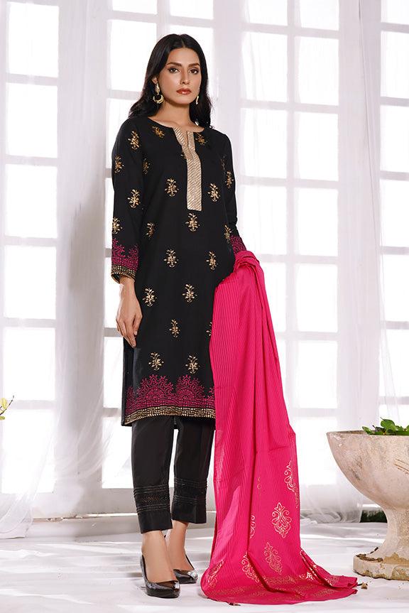 Oaks - Jet Black 2 Piece Block Printed Jacquard - Studio by TCS