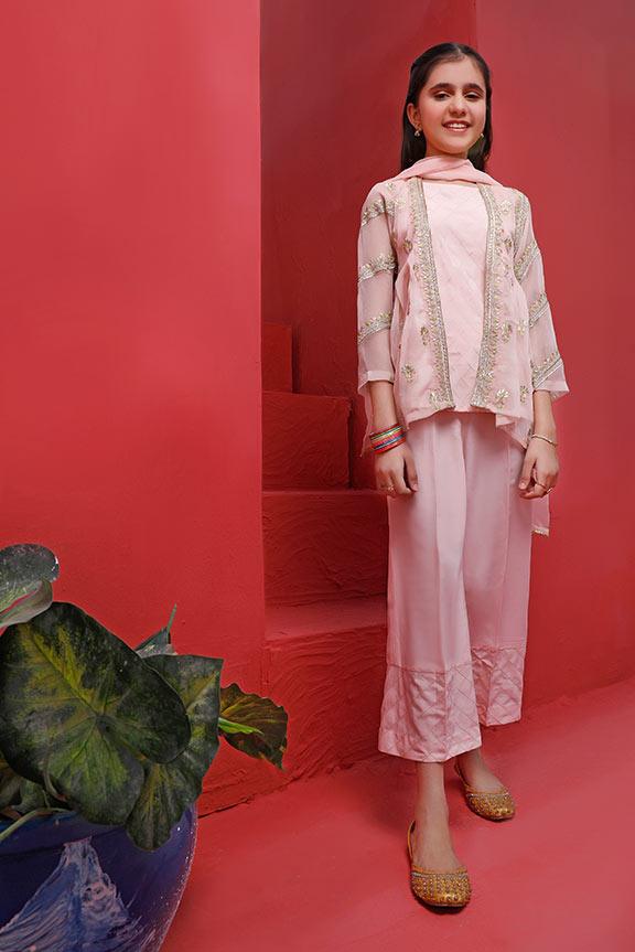 Oaks - Pink 3 Piece Chiffon Embroidered - Studio by TCS