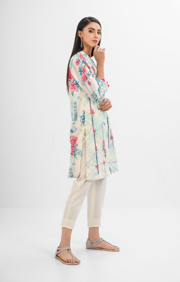 Oaks - Off White with Sea Green Lawn Embroidered Kurti - 1 Piece - Studio by TCS