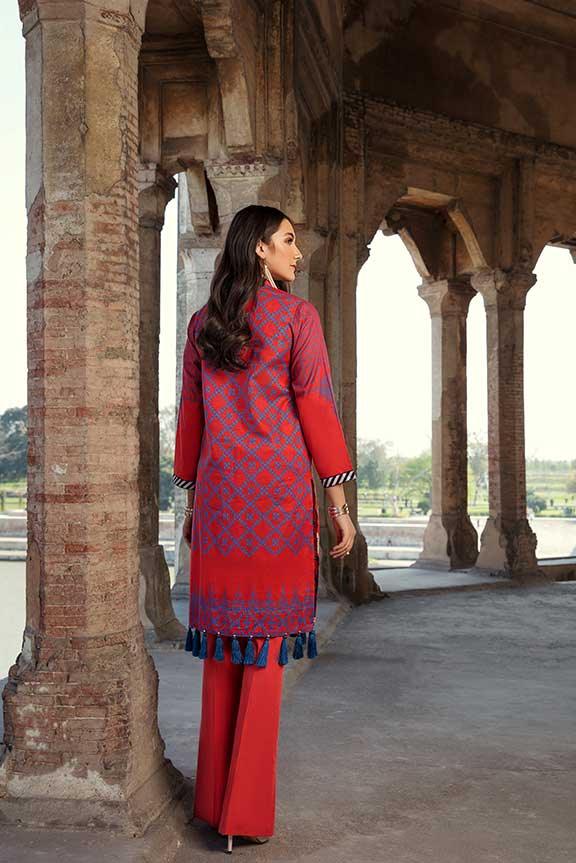 Oaks - Red Embroidered Lawn Kurti - 1 Piece - Studio by TCS