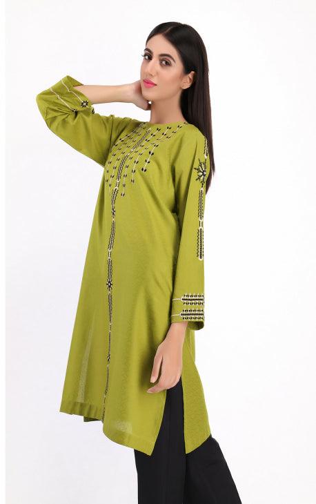 Oaks - Green Jacquard Semi Formal Kurti - 1 Piece - Studio by TCS
