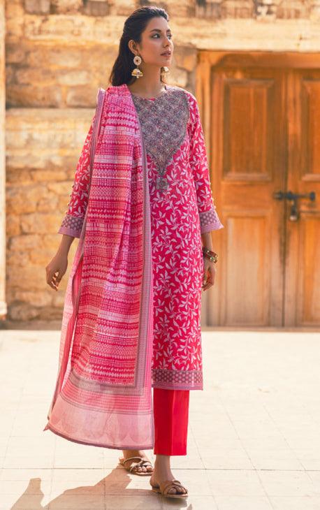 Oaks - Carnation 3 Piece Lawn Embroidered - Unstitched - Studio by TCS
