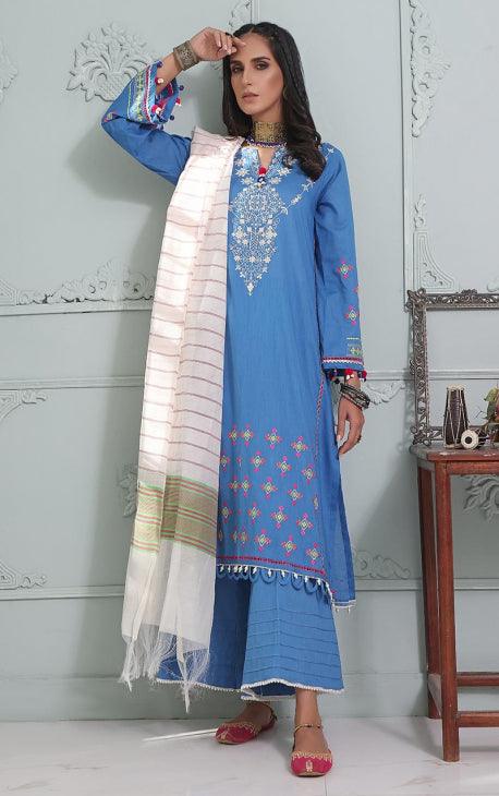 Oaks - Blue Aster 3 Piece Lawn Embroidered - Unstitched - Studio by TCS