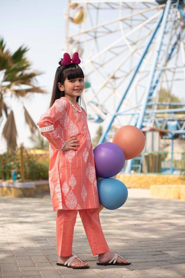 Oaks - Peach Screen Print Dyed Kurti - 1 Piece - Studio by TCS