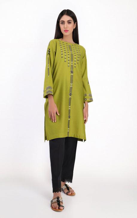 Oaks - Green Jacquard Semi Formal Kurti - 1 Piece - Studio by TCS