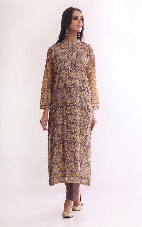 Oaks - Canary Lawn Printed Shirt - 1 Piece Unstitched - Studio by TCS