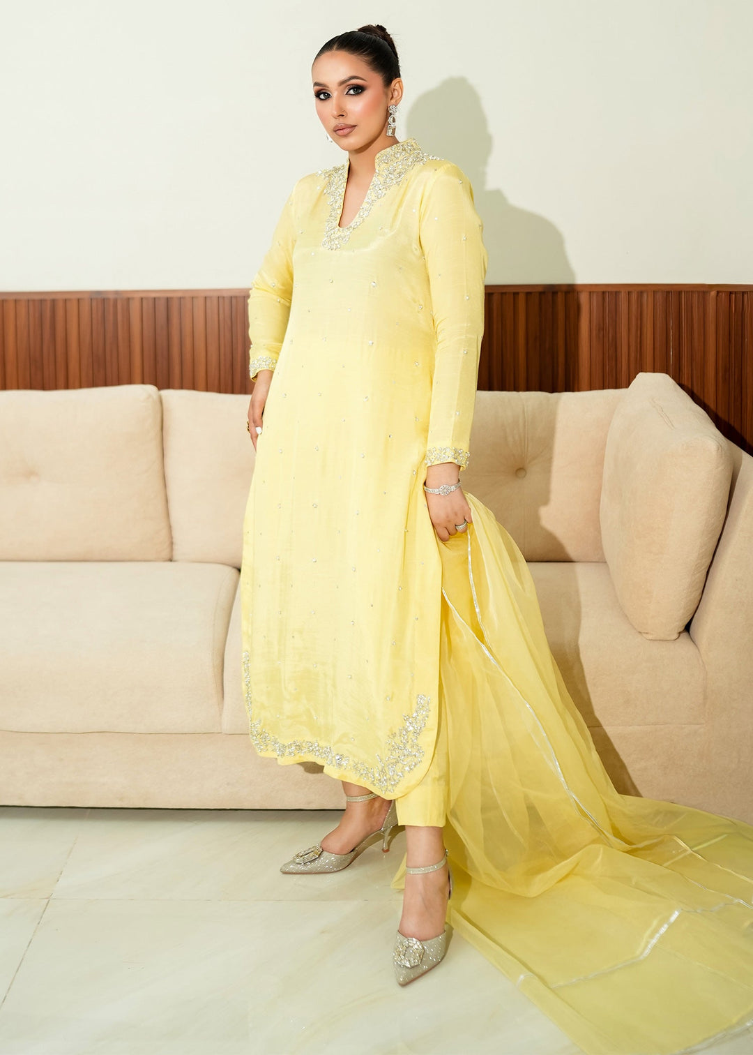 Allure By Ih - Buttercup Raw Silk Suit For Women - Yellow - 3 Piece
