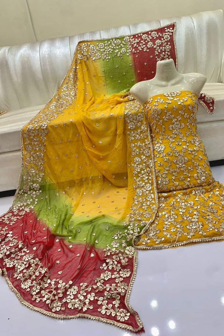 Designs By Amina - Handwork Antique gota work - pure chiffon - 2 Piece - Unstitch - 06