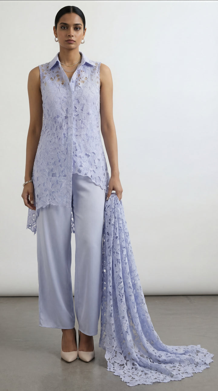 Reema Ahsan - Noa Organza Suit For Women - Light Blue - 3 Piece - Studio by TCS