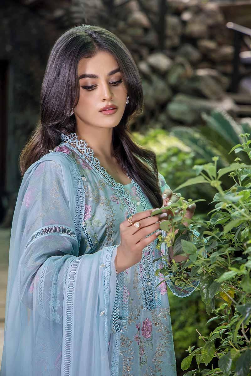 Malook - Royal - Sky BLue - Lawn - 3 Piece - Unstitch Malook - Royal - Sky BLue - Lawn - 3 Piece - Unstitch