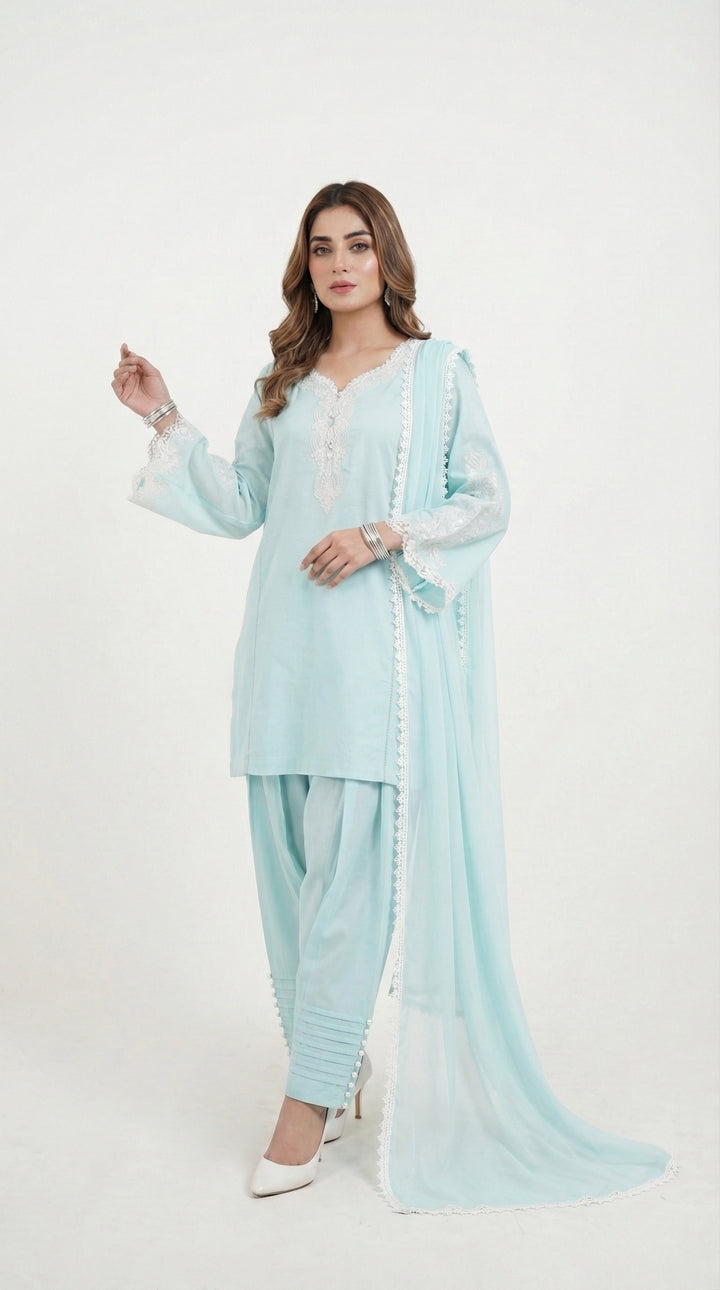 Reema Ahsan - Zyla Lawn Suit For Women - Ice Blue - 3 Piece - Studio by TCS