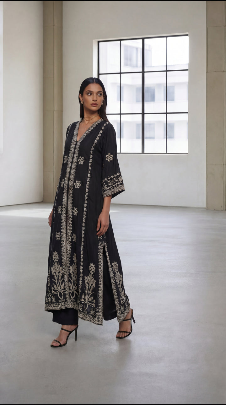 Reema Ahsan - Orlena Georget Suit For Women - Black and White - 2 Piece