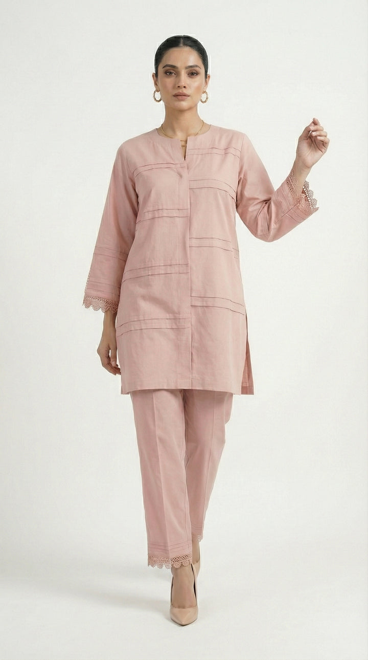 Reema Ahsan - Tavia Cotton Suit For Women - Light Pink - 2 Piece - Studio by TCS