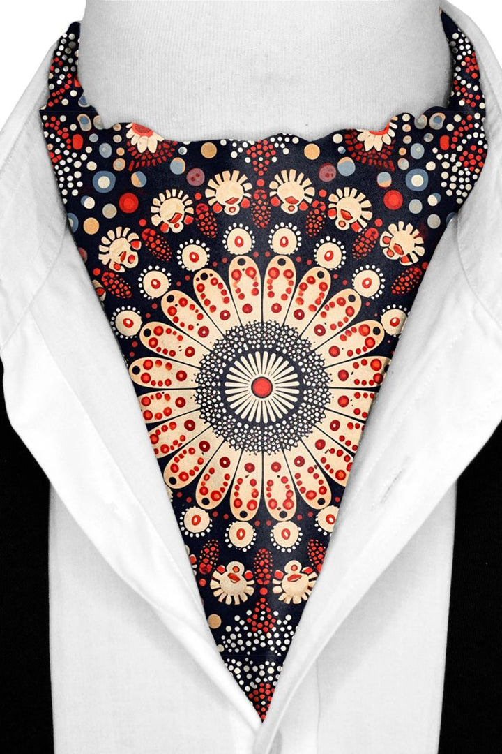 Black Wolf - MANDALA DESIGN SILK ASCOT - Dark Navy - 1 Piece
