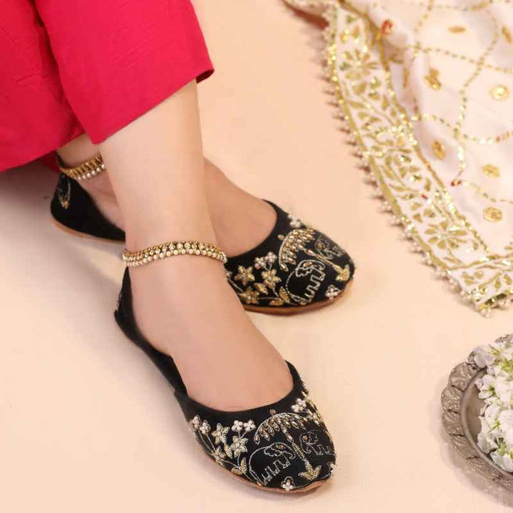 JootiShooti - Minty Magic (Black) Khussa For Women