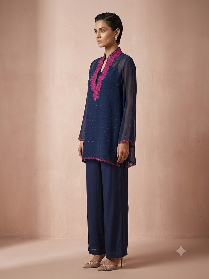 Maheen Khan - Shabnam Co-ord set Navy 2 Piece