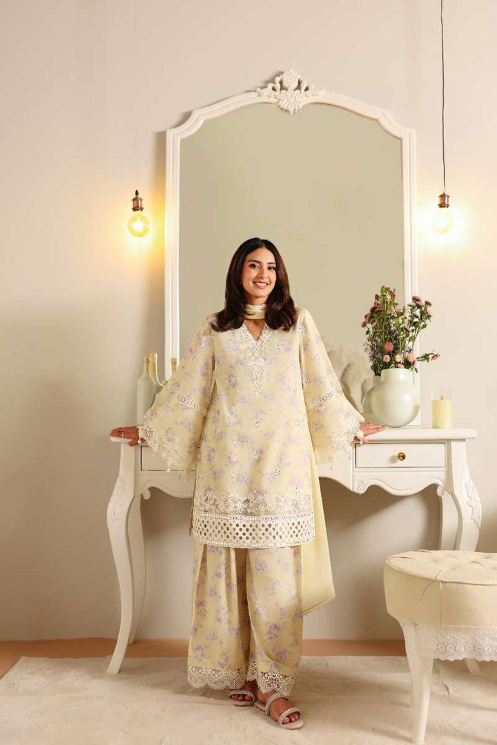 Cross Stitch - Orchid Flare Lawn Unstitch Suit For Women - 3 Piece - Studio by TCS