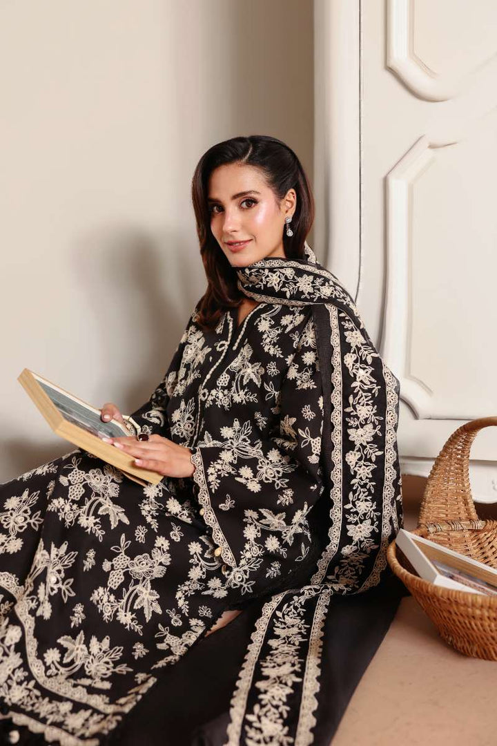 Cross Stitch - Obsidian Bloom Lawn Unstitch Suit For Women - 3 Piece - Studio by TCS