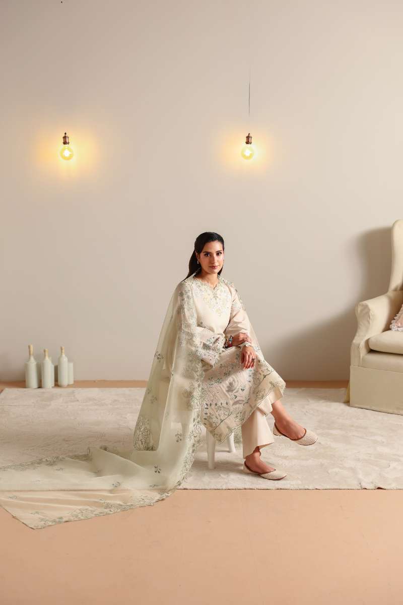 Cross Stitch - Pearl Sage Lawn Unstitch Suit For Women - 3 Piece - Studio by TCS