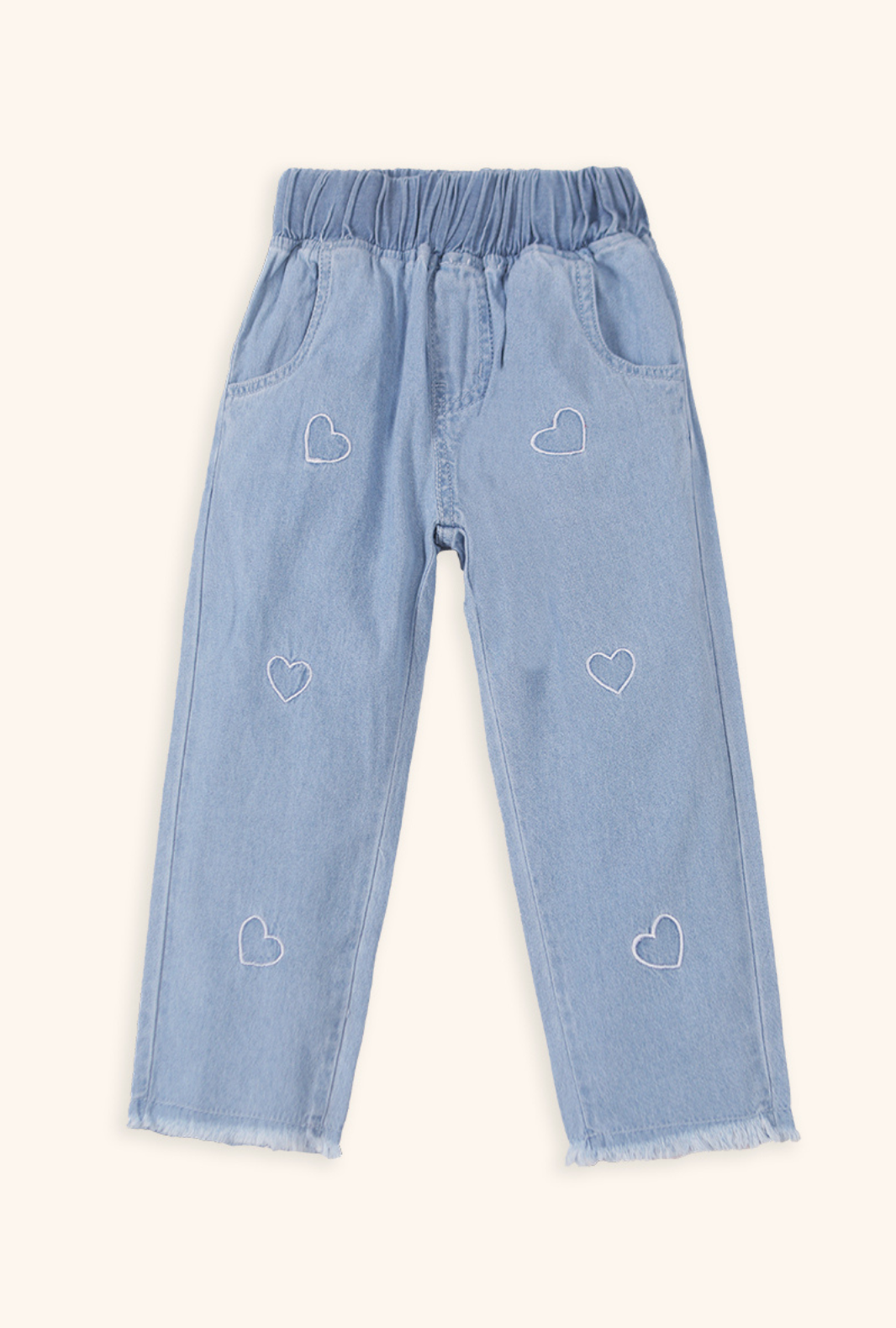 Hummingbirdspk - Sweetheart Embroidered Jeans - Light Blue - 1 Piece