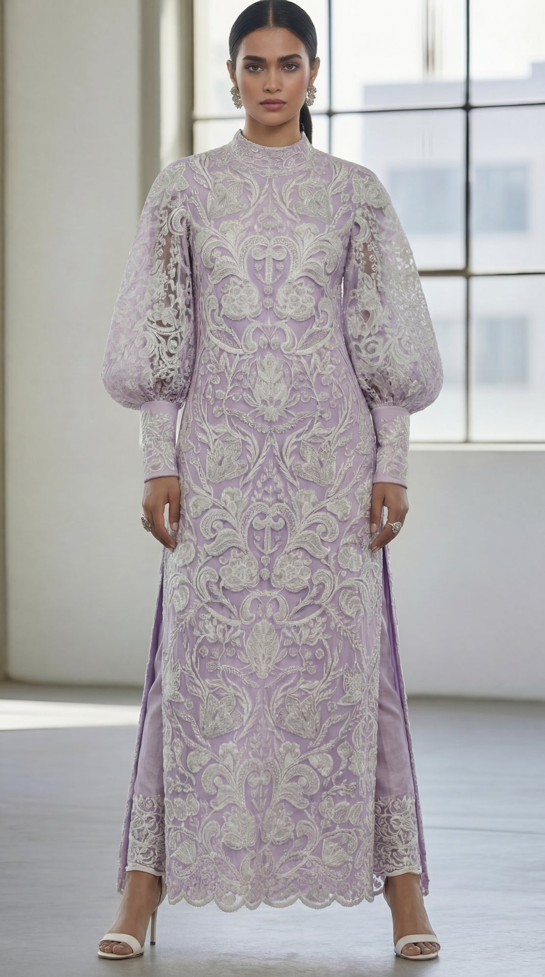 Reema Ahsan - Mahjabeen Organza Suit For Women - Lilac - 3 Piece