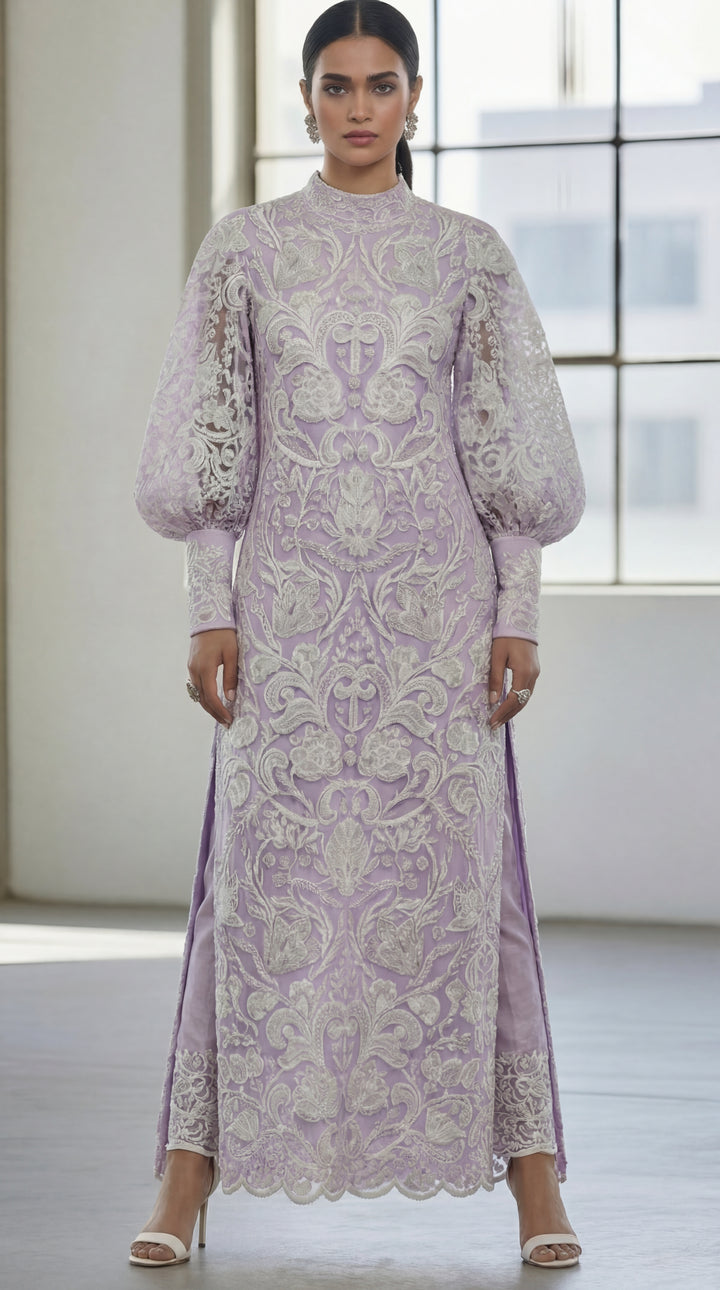 Reema Ahsan - Mahjabeen Organza Suit For Women - Lilac - 3 Piece