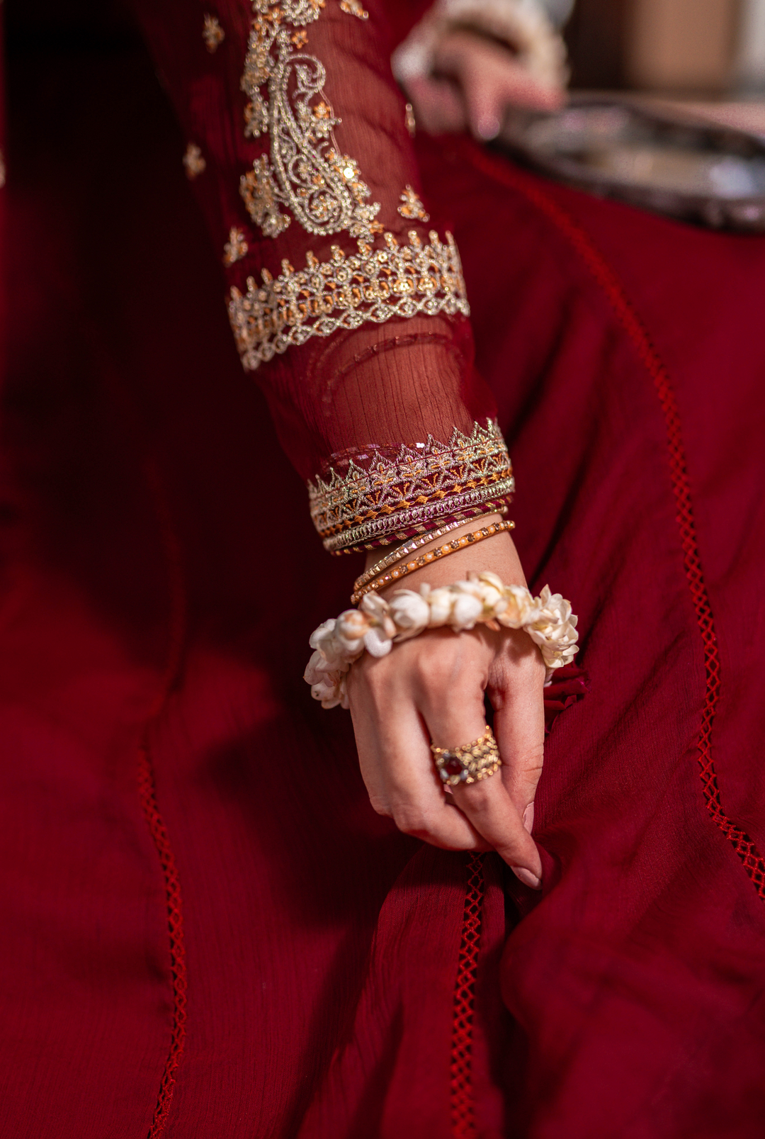 Omal by Komal - Mehrbano (Frock & Dupatta) - Maroon - Chiffon - 2 Piece