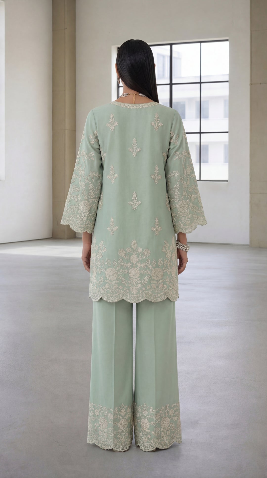 Reema Ahsan - Nour Georget Suit For Women - Light Green - 3 Piece