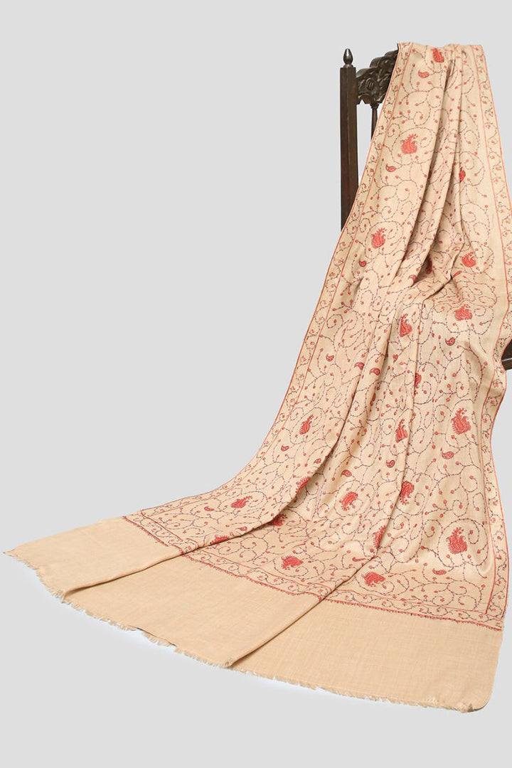 Ayla Studio - EMBROIDERED PASHMINA SHAWL - JANAAN - Light Brown - 1 Piece