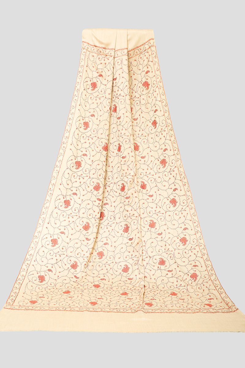 Ayla Studio - EMBROIDERED PASHMINA SHAWL - JANAAN - Light Brown - 1 Piece
